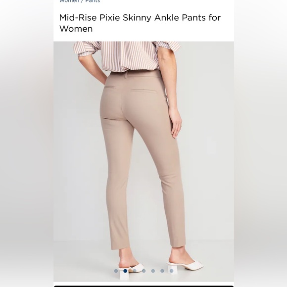 Old Navy Mid Rise Pixie Skinny Ankle Pants-Green - Picture 7 of 7